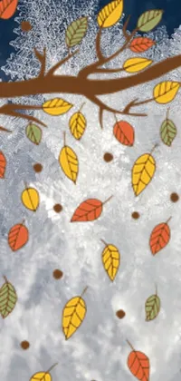 This phone live wallpaper features a colorful bird perched on a snow-covered tree branch