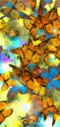 Add some color and beauty to your phone with our stunning live wallpaper, featuring a flock of delicate butterflies gracefully fluttering through the air