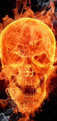 Looking for an edgy and exciting phone wallpaper? Look no further than this high-res digital rendering of a fire skull