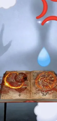 This phone live wallpaper features an open book sitting atop a table, complete with intricate and hypnotizing magic circle designed to evoke a mysterious and otherworldly vibe