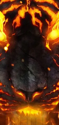 This phone live wallpaper features a stunning concept art of a tiger's face with fire