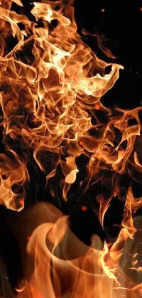 Get ready for an alluring and captivating phone live wallpaper that will blow your mind! This wallpaper features a mesmerizing close-up of a blazing fire set against a sleek black background