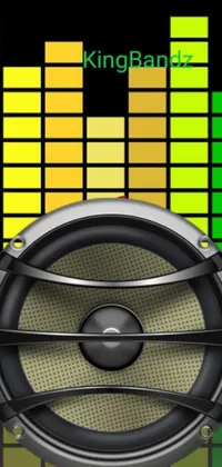 This dynamic phone live wallpaper features a speaker and equalizer set against a background of flames