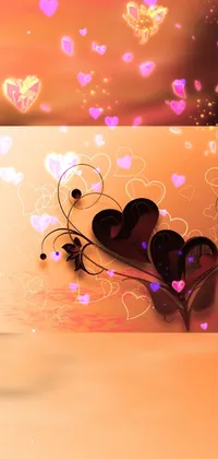 This live wallpaper for your phone features a romantic design of hearts on a wooden table with elegant vector art