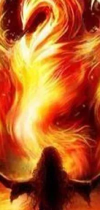 This phone live wallpaper features a magnificent fire bird, symbolic of the mythical phoenix rising from the ashes