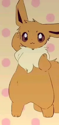 Get this adorable and playful cartoon animal live wallpaper featuring a furry brown body melting into a jolteon, with a low-quality polka dot background