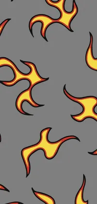 This phone live wallpaper features a captivating pattern of flames set against a sleek gray background