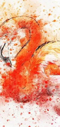 This stunning phone wallpaper showcases a trending watercolor painting of a pink flamingo