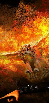 Enhance the visual appeal of your phone with this stunning live wallpaper featuring a bold and fearsome tiger, enveloped in flames