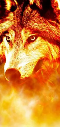 Looking for a fierce and beautiful live wallpaper for your phone? Look no further than this stunning digital art featuring a close-up of a wolf's face set against a black background
