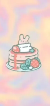 This live phone wallpaper showcases a cute and charming cake sitting on a plate