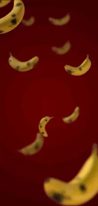 This stunning live wallpaper features a surrealistic scene of floating bananas in a digital art style