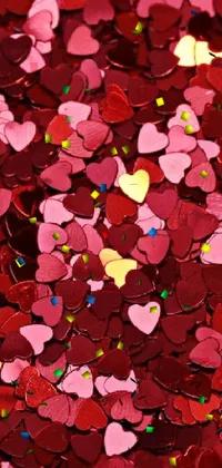 Enhance your phone with this beautiful red and pink heart-shaped confetti live wallpaper