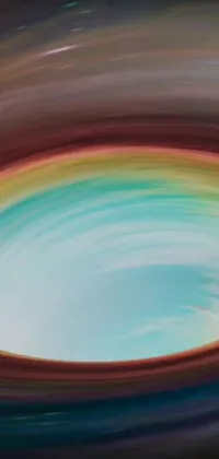 This stunning phone live wallpaper features a photorealistic painted black hole with a vibrant rainbow at its center