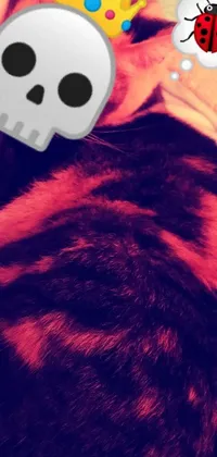 This live wallpaper for your phone showcases a furry-inspired art of a woman holding a cat with a crown on its head, set against a gradient background that transitions from red to black