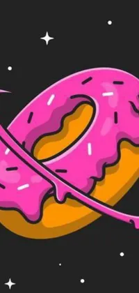 Brighten up your phone screen with a playful and mouth-watering pink donut live wallpaper in vector art style