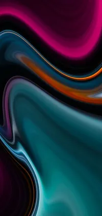 This wall art portrays colorful swirling shapes in sleek, flowing forms against a black background