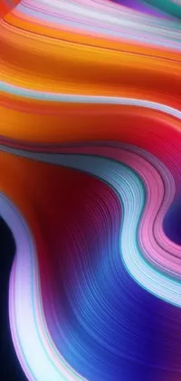 This dynamic live wallpaper showcases vibrant, colorful curves contrasted against a sleek black background