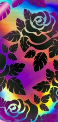 Looking for a phone wallpaper that is full of color and life? Check out this live wallpaper with a stunning backdrop of roses and leaves, created in a psychedelic style that will transport you to another world