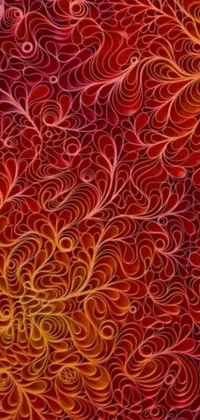 This phone live wallpaper showcases an ultrafine detailed painting of a red and yellow flower, complete with generative art and fractal fiberglass tendrils