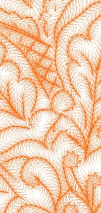 This phone live wallpaper features an artistic pattern of orange leaves on a white background, with a unique stipple effect and subtle animation