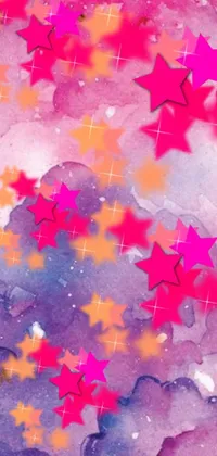 This live phone wallpaper showcases a beautiful watercolor painting with a celestial theme