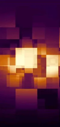 This orange and purple live wallpaper for your phone features a mesmerizing computer generated image of moving squares in a square grid overlay