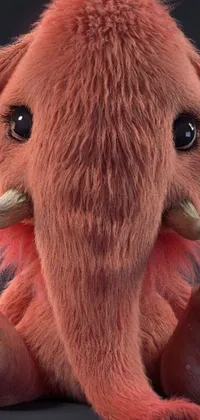 This live phone wallpaper showcases a unique and visually striking close-up of a stuffed elephant-crab creature on a table