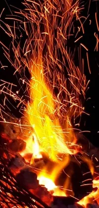 Enhance your phone's look with this mesmerizing close-up of a blazing fire