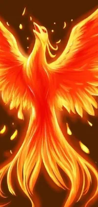 This phone live wallpaper features a fire bird created with digital art