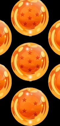 This vivid phone wallpaper showcases a collection of orange balls with star patterns
