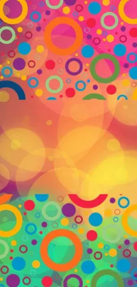 This phone live wallpaper features a colorful and vibrant abstract background with circles and vector art