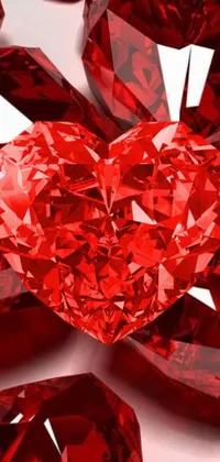 This phone live wallpaper boasts a striking heart-shaped red diamond that's surrounded by smaller red diamonds