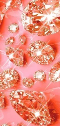 This exquisite live wallpaper features a variety of opulent diamonds perched upon a pink surface