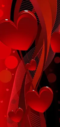 This stunning phone live wallpaper features a captivating display of red hearts on a red background