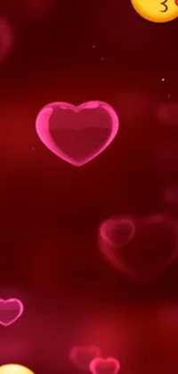 This live wallpaper boasts a gorgeous red backdrop adorned with playful hearts and a smiling face