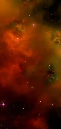This phone live wallpaper boasts an eye-catching image of a space station amidst vibrant dark oranges, reds, and yellows
