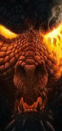 Transform your phone into a fiery fantasy world with a dragon's head live wallpaper