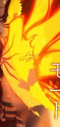 This phone live wallpaper boasts a stunning anime-inspired image of a person standing in front of a blazing fire