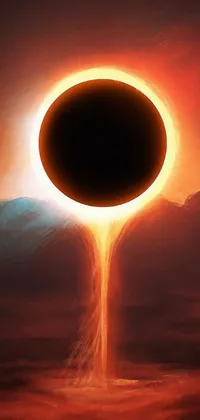 This phone live wallpaper features a stunning image of a black hole in the sky against a backdrop of vibrant and vivid colors