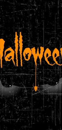Get into the spooky Halloween spirit with our live wallpaper featuring the word "halloween" written in orange on a black background