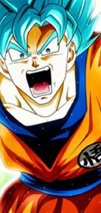 This Dragon Ball themed phone live wallpaper features an amazing illustration in sōsaku hanga style, displaying an iconic character in a dynamic pose
