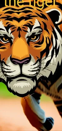 This phone live wallpaper features an exquisite depiction of a tiger on a baseball field through vector art