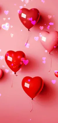 Get ready to add a touch of romance to your phone screen with this charming live wallpaper! Featuring a bunch of red and pink heart-shaped balloons floating gently across a gradient pink background, this animated wallpaper is perfect for celebrating love and romance on Valentine's Day or any day of the year