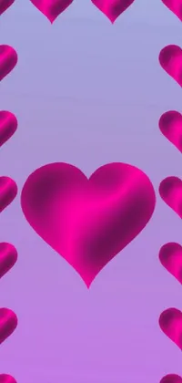 This live wallpaper features a beautiful and romantic design of a pink heart surrounded by smaller pink hearts on a gradient purple background