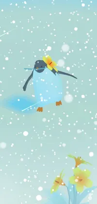 This live wallpaper features a delightful couple of birds flying under fluffy white clouds with a stylish Emiliano Ponzi inspired geometric screenshot