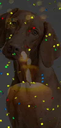 Add a playful touch to your mobile device with this delightful phone live wallpaper! Featuring a charming digital rendering of a Labrador Retriever holding a birthday candle in its mouth, this wallpaper is the perfect way to brighten up your device