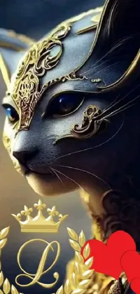 Transform your phone screen into a royal fantasy realm with this live wallpaper depicting a majestic cat adorned with a crown
