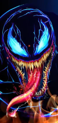This phone live wallpaper features a striking venom face design on a plate, rendered in vector art for crisp definition