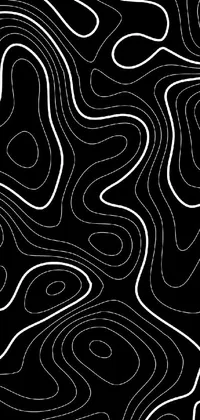 Black & White Abstract Live Wallpaper with Wavy Lines and Contours